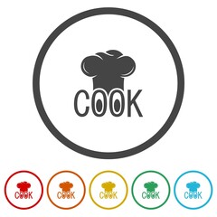  Chef cook icon. Set icons in color circle buttons