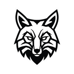 Elegant Fox Vector Logo – Black and White Tribal Animal Head Design for Branding
