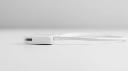 Fototapeta premium Close up of charging cable being stretched, illustrating the tension and strain of modern connectivity and the reliance on technology in daily life.