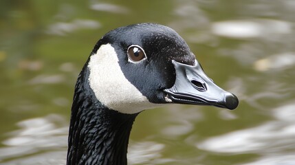 Obraz premium Close-up Portrait of Canada Goose Head Black and White Feathers Waterfowl Bird
