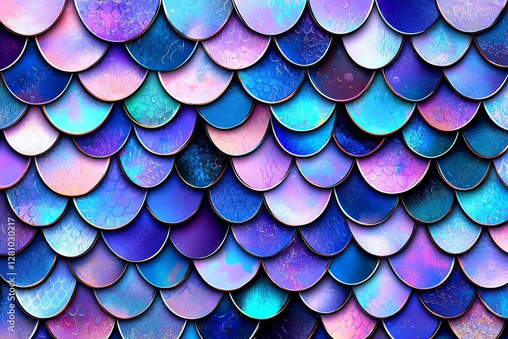 Poster the scales pattern is combined with a spangle pattern, set against a glittery scaled background and 