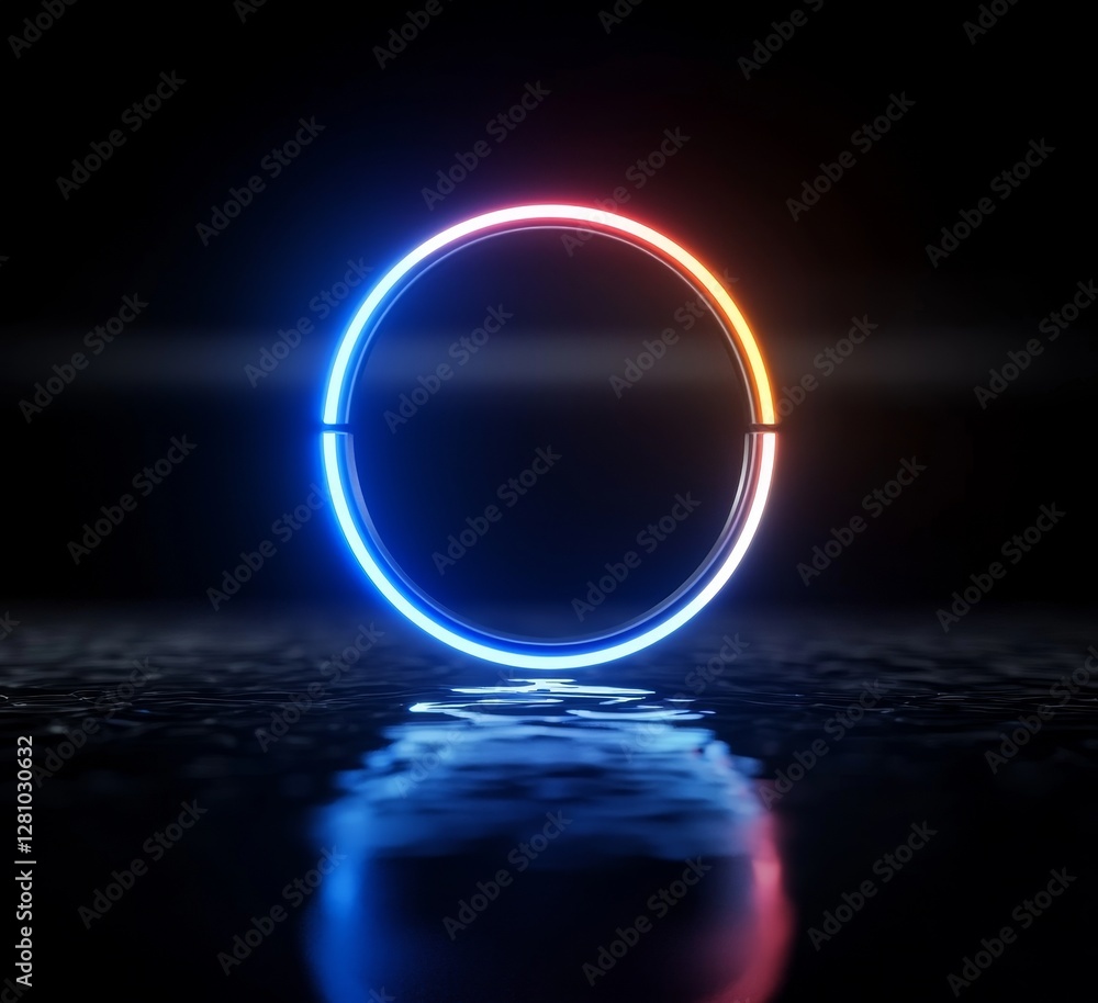 Poster a sci-fi render illustration presents an abstract futuristic background that includes a gate with 3d