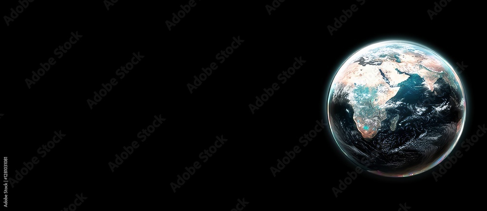 Wall mural an abstract planet with multicolor, psychedelic hues in virtual reality space is shown in closeup, w