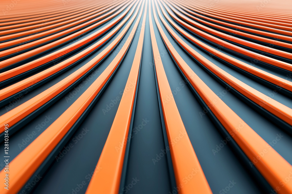 Aufkleber abstract design featuring dynamic orange and black stripes creating depth and perspective.
