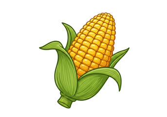 Isolated Cartoon Style Corn on the Cob
