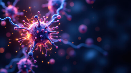 A detailed depiction of a molecule of semaglutide interacting with a human brain cell.