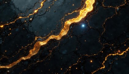 Intricate black & gold marble, shimmering accents, background, finish