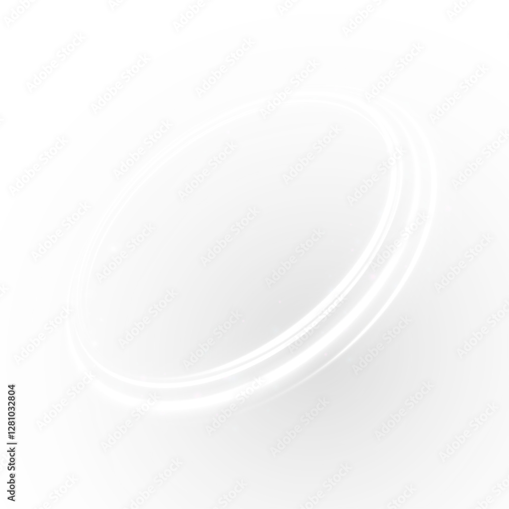 Aufkleber glowing white energy ring floating in a soft ethereal mist, creating a mystical aura of light and mo