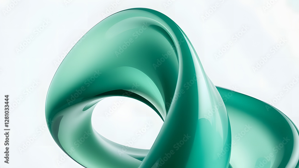 Poster abstract green wave background with smooth flowing curves and colorful light patterns