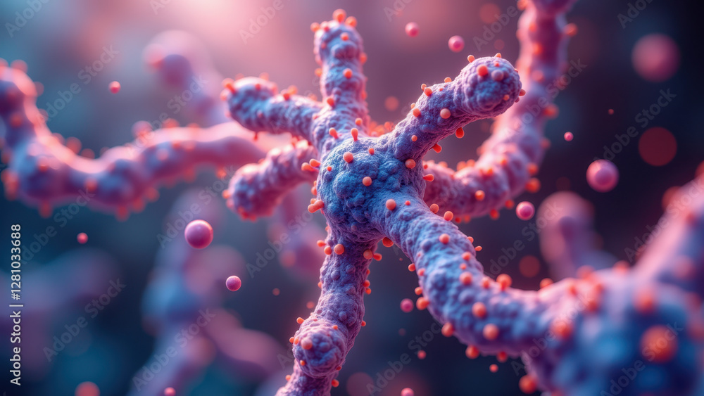Aufkleber a microscopic view of a neural network with interconnected cells resembling neurons, highlighting th