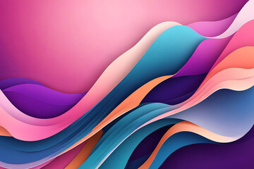 Obraz premium Soft 3D Paper Cut Background with Flowing Shapes in Pink, Purple, and Blue