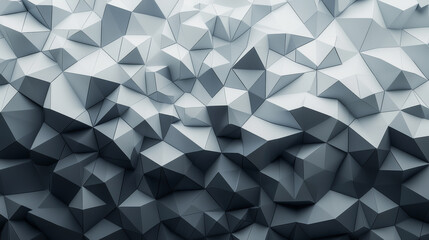 Abstract geometric background with 3D triangular shapes in shades of gray.