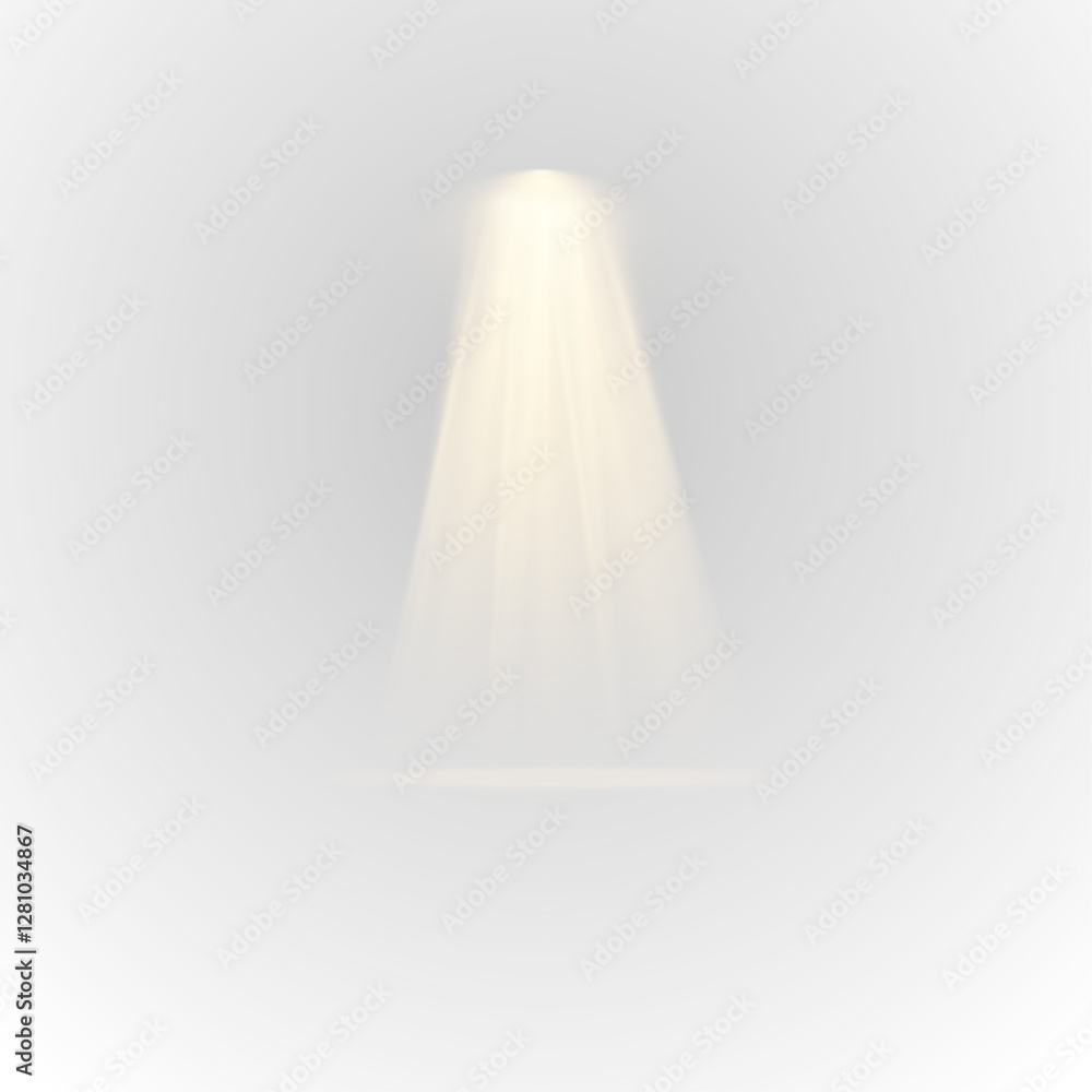Poster mystical light beam descending from above, illuminating the unknown in a soft, ethereal glow, creati