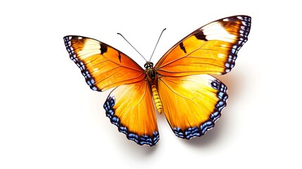 Obraz premium Realistic Orange Butterfly with Blue and White Wing Edges from Above