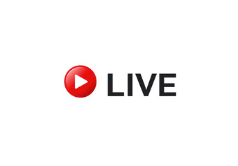 Isolated Red Play Button with LIVE Text Icon