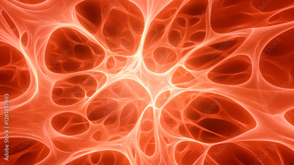 Aufkleber abstract red cellular structure showcasing intricate patterns and vibrant energy.