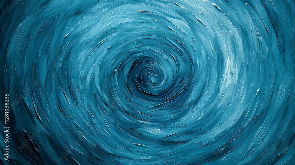 Poster abstract swirl of blue water, representing motion and depth in ocean dynamics.