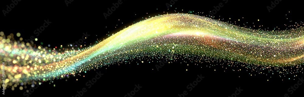 Poster digital cyberspace and abstract waves with moving particles on a background are key components of th