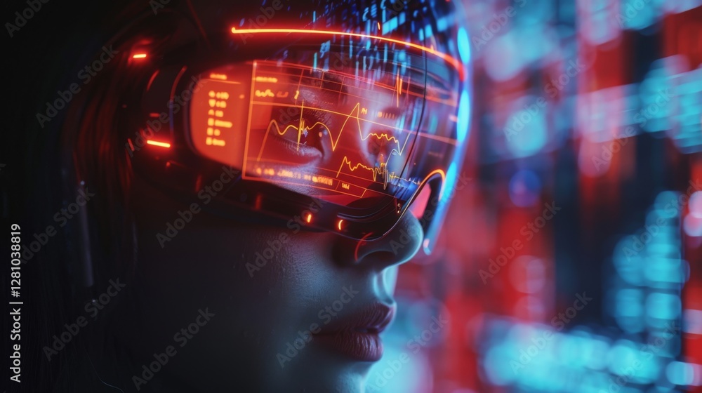 Aufkleber a person engages with advanced digital therapy tools, wearing smart technology that displays data ab