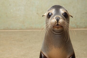 Naklejka premium Curious seal with expressive eyes and charming features against