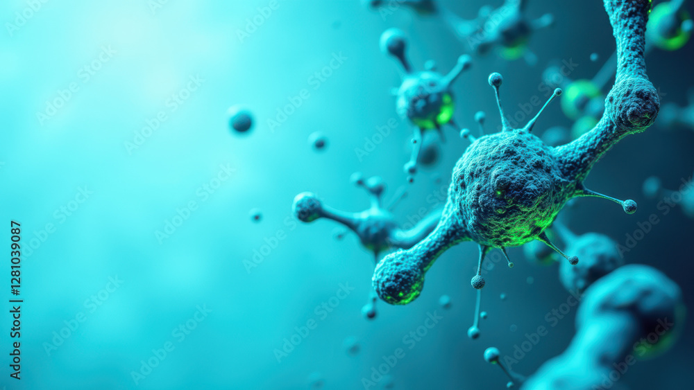 Poster image features a microscopic view of cells or bacteria with a prominent focus on a structure that re