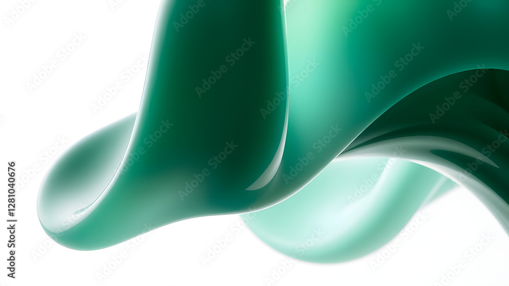 Poster abstract green wave background with smooth flowing curves and colorful light patterns