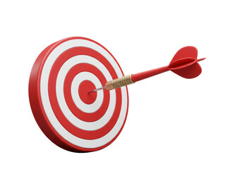 Isolated Dart Hitting Red and White Target