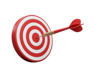 Isolated Dart Hitting Red and White Target