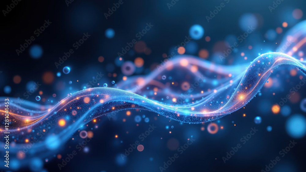 Aufkleber energetic stream of liquid with floating droplets representing a scientific visual metaphor for sema