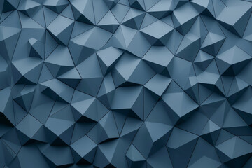 Fototapeta premium Abstract geometric pattern with dimensional triangular shapes in a blue color scheme.