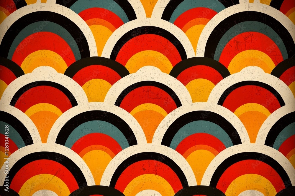 Poster background featuring a geometric pattern with a retro abstract style from the 70s and 80s