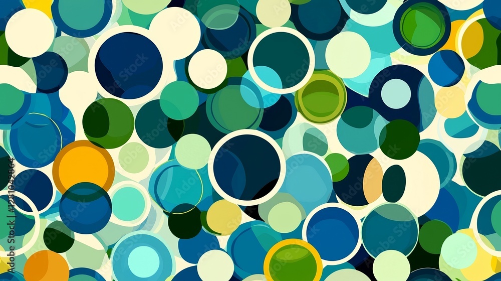 Poster a wavy pattern featuring circles is presented in an abstract design with a green theme