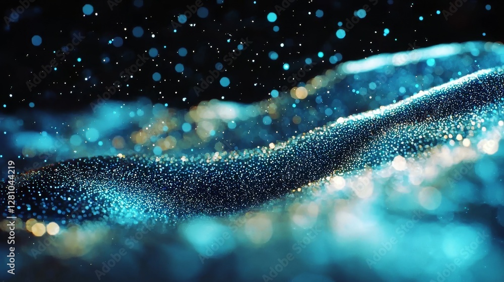 Poster the digital line landscape serves as the backdrop for a futuristic flight, where a blue dust particl