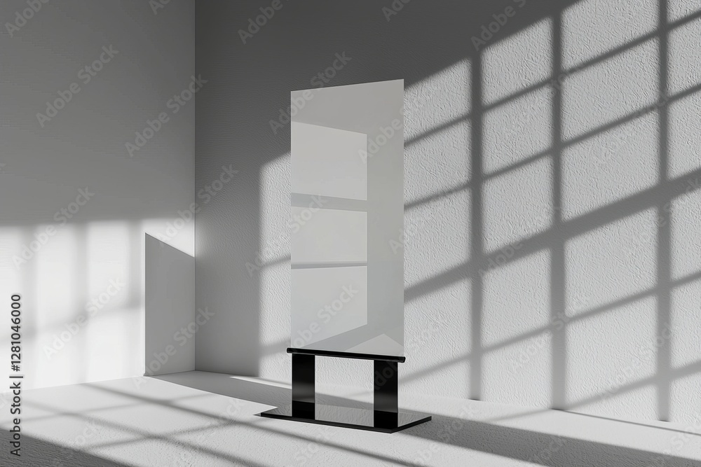 Poster a blank white roll-up banner display mockup is shown in isolation as a 3d rendering