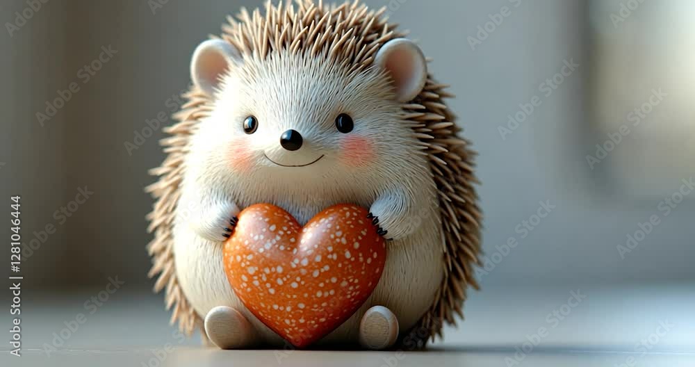 Aufkleber hedgehog holding heart shaped object in soft focus with blurred background