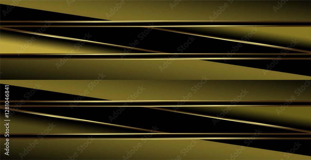 Poster composition of horizontal and diagonal lines with brown and gold colors and a black background as in