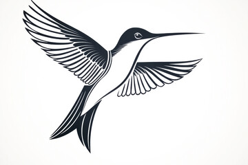 Obraz premium Elegant illustration of a hummingbird in flight with intricate wing details.