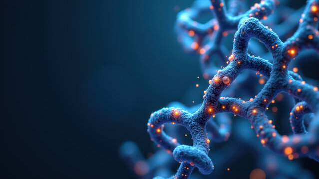 SEM Image of Sodium/Glucose Cotransporter 2 (SGLT2) Inhibitor Semaglutide with High-Resolution Detail Showcasing Its Complex Structure.