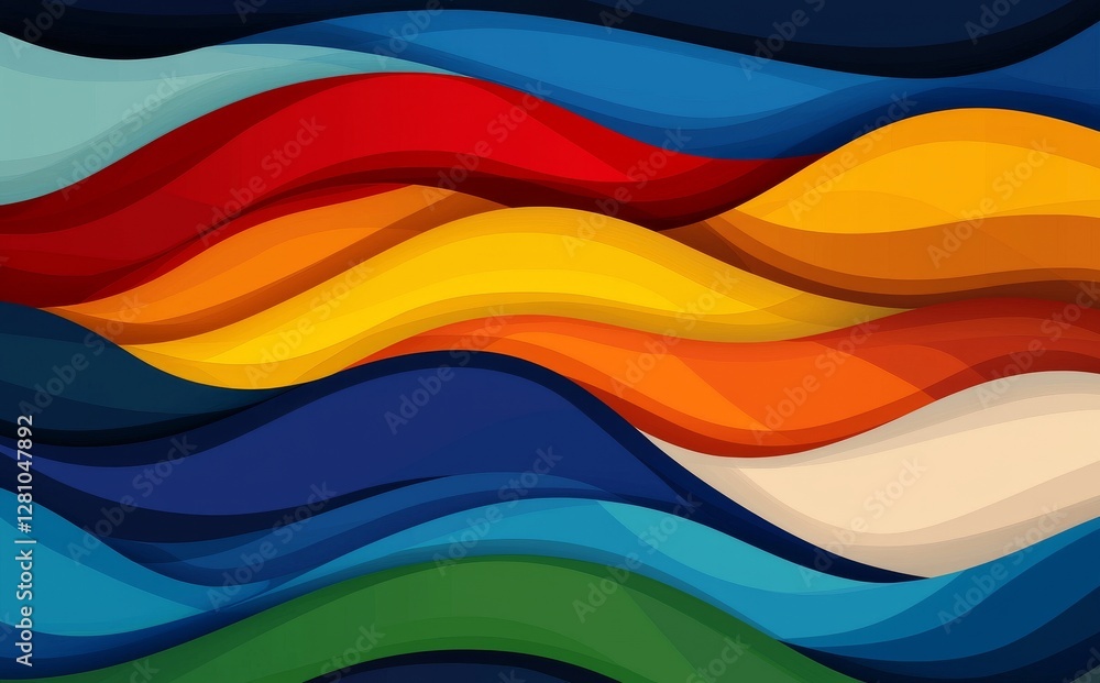 Aufkleber colorful shape design featuring an abstract fluid background pattern, ideal for modern retro-style p