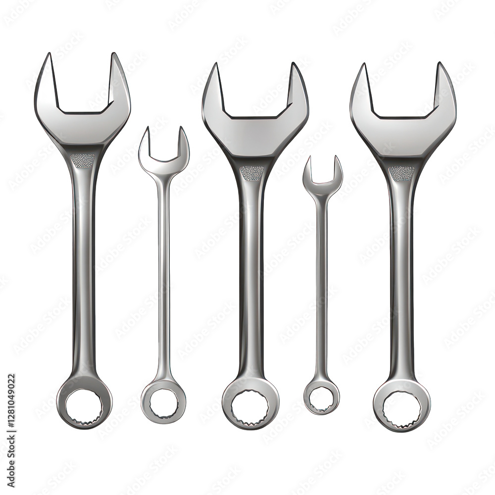 Poster open-end wrench set isolated on transparent background