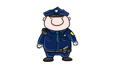 Hand drawn picture of policeman cartoon character