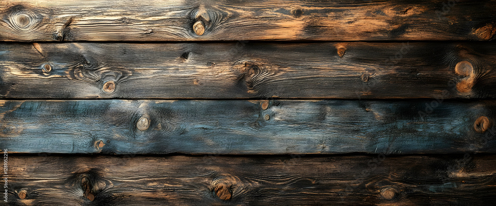 Poster horizontal wooden planks with weathered texture and varied color tone for rustic backdrop