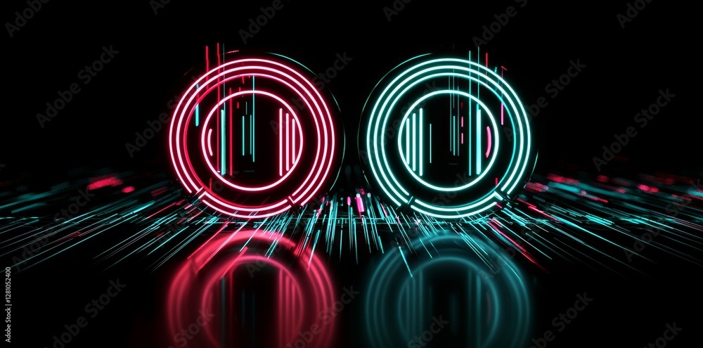 Poster a dark tunnel illuminated by a glowing light, presented in a 3d rendering with a 360-degree seamless