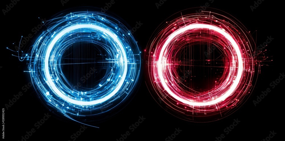 Poster this 3d rendering depicts a dark tunnel with a glowing light, providing a seamless and panoramic 360