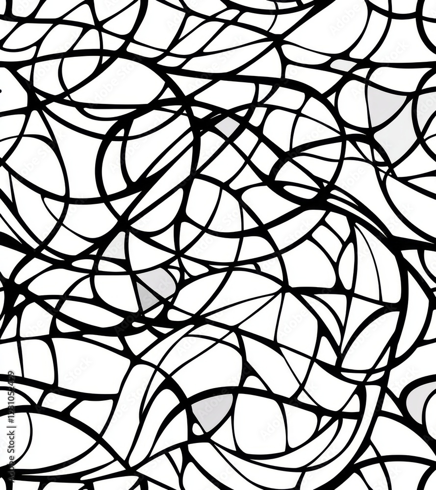 Poster a seamless background featuring an abstract design with a black and white cartoon pattern set agains