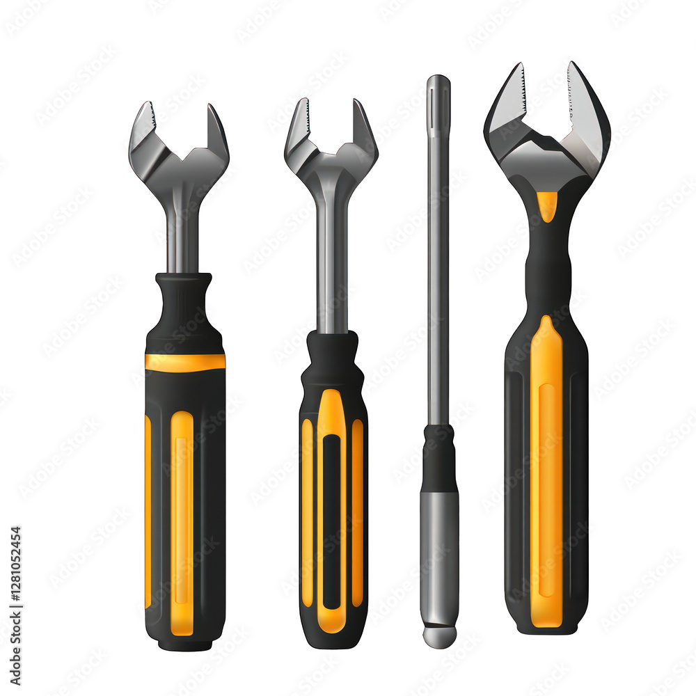 Poster screwdriver set isolated on transparent background