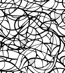 A seamless background featuring an abstract design with a black and white cartoon pattern set against a white backdrop