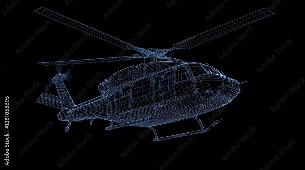 Fototapete a futuristic helicopter design is showcased through a 3d rendering illustration featuring a glowing 