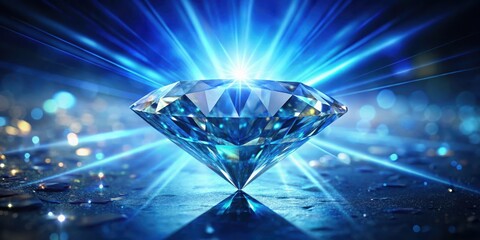 Sparkling gemstone, blue diamond facets radiating light, intense glow, sparkle, close-up