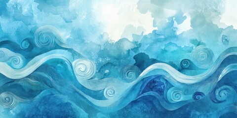 Obraz premium Abstract watercolor painting of ocean waves.